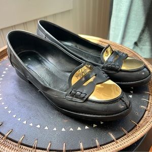 Yves Saint Laurent Loafers Metal-Top Loafers Size 38 Gold, Black and Charcoal